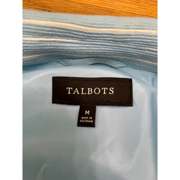 Talbots Women's M Blue Blazer Cotton Jacket Nautical Striped Career Stretch - Picture 4 of 10